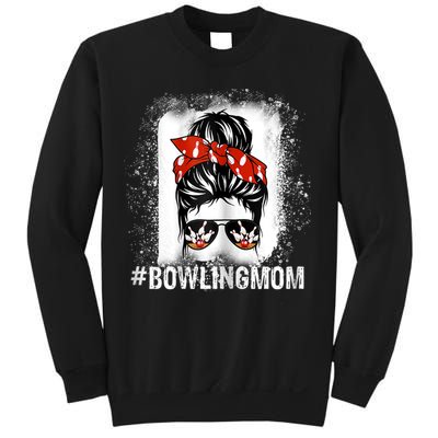 Bowling Mom Messy Bun Bleached Mother's Day Gift Tee Sweatshirt