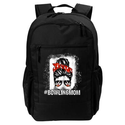 Bowling Mom Messy Bun Bleached Mother's Day Gift Tee Backpack