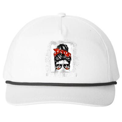 Bowling Mom Messy Bun Bleached Mother's Day Gift Tee Snapback Five-Panel Rope Hat