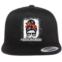 Bowling Mom Messy Bun Bleached Mother's Day Gift Tee Flat Bill Trucker Hat