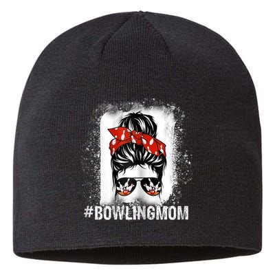 Bowling Mom Messy Bun Bleached Mother's Day Gift Tee Sustainable Beanie