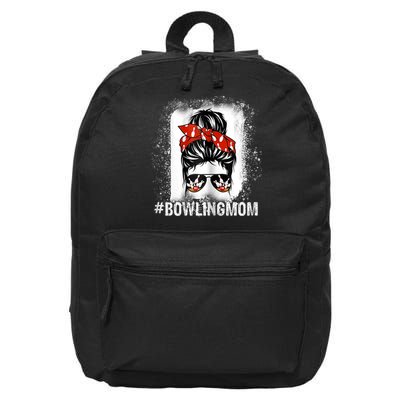 Bowling Mom Messy Bun Bleached Mother's Day Gift Tee 16 in Basic Backpack