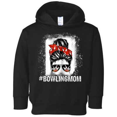 Bowling Mom Messy Bun Bleached Mother's Day Gift Tee Toddler Hoodie