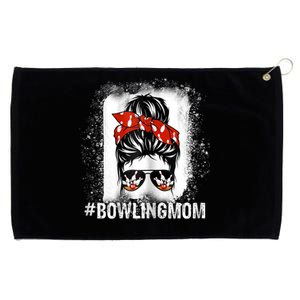 Bowling Mom Messy Bun Bleached Mother's Day Gift Tee Grommeted Golf Towel