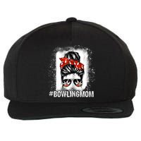 Bowling Mom Messy Bun Bleached Mother's Day Gift Tee Wool Snapback Cap