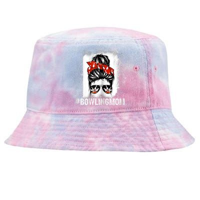 Bowling Mom Messy Bun Bleached Mother's Day Gift Tee Tie-Dyed Bucket Hat