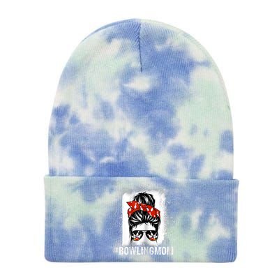 Bowling Mom Messy Bun Bleached Mother's Day Gift Tee Tie Dye 12in Knit Beanie