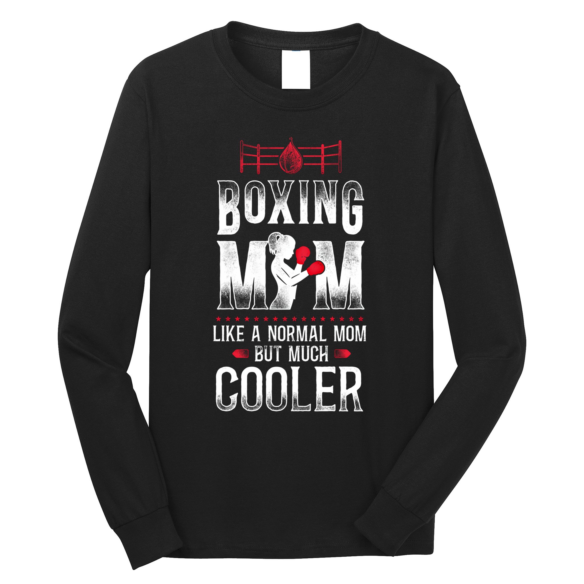 Boxing Mom Mother Vintage Boxing Mom Like Normal Mom But Gift Long Sleeve Shirt