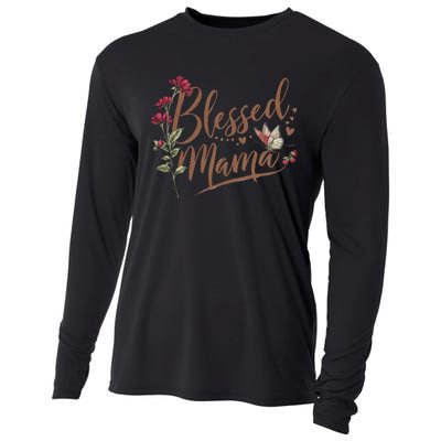 Blessed Mama MotherS Day Graphic Cooling Performance Long Sleeve Crew