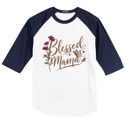 Blessed Mama MotherS Day Graphic Baseball Sleeve Shirt