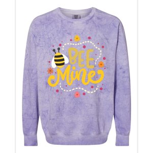 Bee Mine Meaningful Gift Happy Valentine's Day Quotes Cute Gift Colorblast Crewneck Sweatshirt