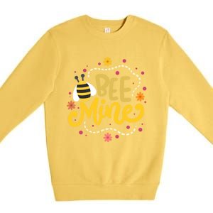 Bee Mine Meaningful Gift Happy Valentine's Day Quotes Cute Gift Premium Crewneck Sweatshirt