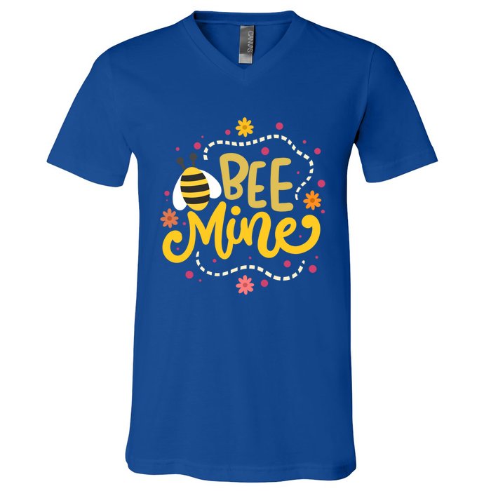 Bee Mine Meaningful Gift Happy Valentine's Day Quotes Cute Gift V-Neck T-Shirt