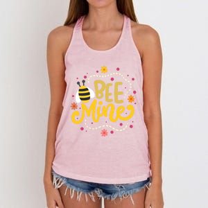 Bee Mine Meaningful Gift Happy Valentine's Day Quotes Cute Gift Women's Knotted Racerback Tank