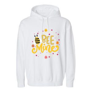 Bee Mine Meaningful Gift Happy Valentine's Day Quotes Cute Gift Garment-Dyed Fleece Hoodie