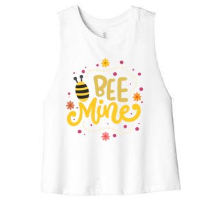 Bee Mine Meaningful Gift Happy Valentine's Day Quotes Cute Gift Women's Racerback Cropped Tank