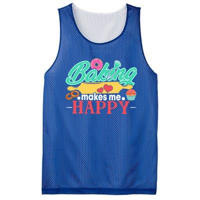 Baking Makes Me Happy Bakers Funny Funny Gift Mesh Reversible Basketball Jersey Tank