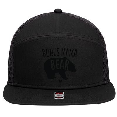 Bonus Mama Mom Bear Stepmom Mother's Day Gift 7 Panel Mesh Trucker Snapback Hat