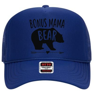 Bonus Mama Mom Bear Stepmom Mother's Day Gift High Crown Mesh Back Trucker Hat