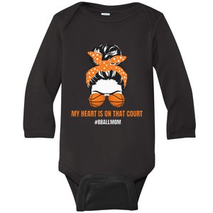 Basketball Mom Messy Bun Proud Mama Bball Basketball Glasses Baby Long Sleeve Bodysuit