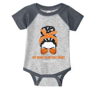 Basketball Mom Messy Bun Proud Mama Bball Basketball Glasses Infant Baby Jersey Bodysuit