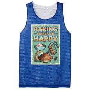 Baking Makes Me Happy Baker Baking Funny Gift Mesh Reversible Basketball Jersey Tank