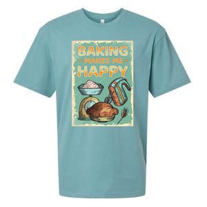 Baking Makes Me Happy Baker Baking Funny Gift Sueded Cloud Jersey T-Shirt