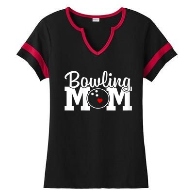 Bowling Mom Mothers Day Birthday Party For Women's Players Ladies Halftime Notch Neck Tee