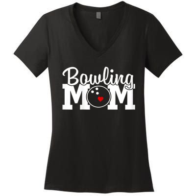 Bowling Mom Mothers Day Birthday Party For Women's Players Women's V-Neck T-Shirt