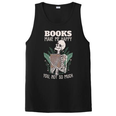 Books make me happy you not so much Funny Book Nerd Skeleton PosiCharge Competitor Tank