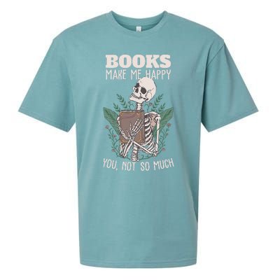 Books make me happy you not so much Funny Book Nerd Skeleton Sueded Cloud Jersey T-Shirt