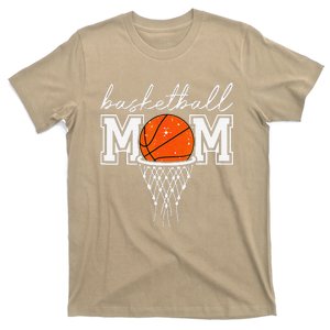 Basketball Mom Mother Leopard Basketball Hoop Net Game Day T-Shirt