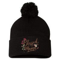 Blessed Mama MotherS Day Graphic Pom Pom 12in Knit Beanie