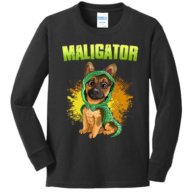 Belgian Malinois Maligator Kids Long Sleeve Shirt