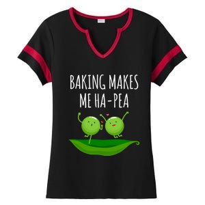 Baking Makes Me Hapea Happy Food Pun Funny Humor Gift Ladies Halftime Notch Neck Tee