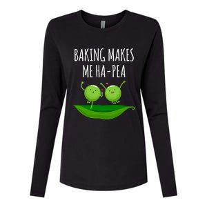 Baking Makes Me Hapea Happy Food Pun Funny Humor Gift Womens Cotton Relaxed Long Sleeve T-Shirt