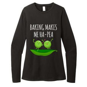 Baking Makes Me Hapea Happy Food Pun Funny Humor Gift Womens CVC Long Sleeve Shirt