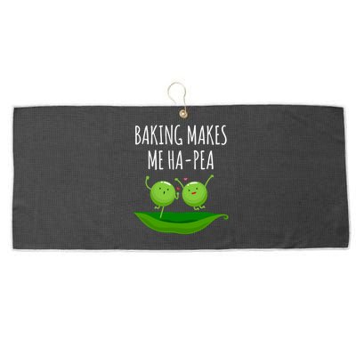 Baking Makes Me Hapea Happy Food Pun Funny Humor Gift Large Microfiber Waffle Golf Towel