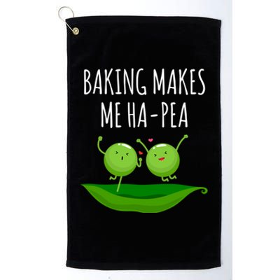 Baking Makes Me Hapea Happy Food Pun Funny Humor Gift Platinum Collection Golf Towel