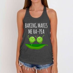 Baking Makes Me Hapea Happy Food Pun Funny Humor Gift Women's Knotted Racerback Tank