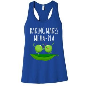 Baking Makes Me Hapea Happy Food Pun Funny Humor Gift Women's Racerback Tank