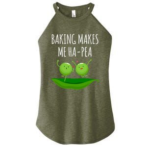 Baking Makes Me Hapea Happy Food Pun Funny Humor Gift Women's Perfect Tri Rocker Tank