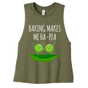 Baking Makes Me Hapea Happy Food Pun Funny Humor Gift Women's Racerback Cropped Tank