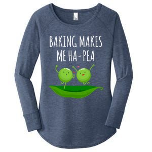 Baking Makes Me Hapea Happy Food Pun Funny Humor Gift Women's Perfect Tri Tunic Long Sleeve Shirt