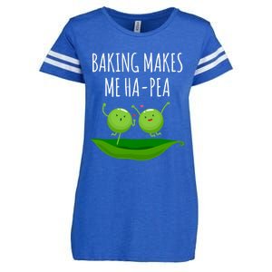 Baking Makes Me Hapea Happy Food Pun Funny Humor Gift Enza Ladies Jersey Football T-Shirt