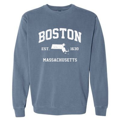 Boston Massachusetts MA Vintage State Athletic Style Garment-Dyed Sweatshirt