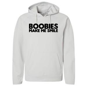 Boobies Make Me Smile Adult Humor Funny Gift Performance Fleece Hoodie