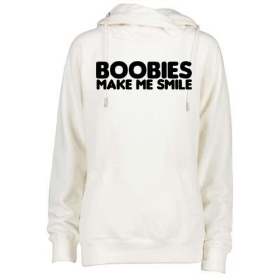 Boobies Make Me Smile Adult Humor Funny Gift Womens Funnel Neck Pullover Hood