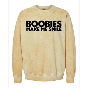 Boobies Make Me Smile Adult Humor Funny Gift Colorblast Crewneck Sweatshirt