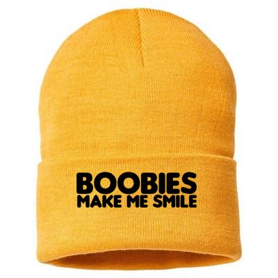 Boobies Make Me Smile Adult Humor Funny Gift Sustainable Knit Beanie